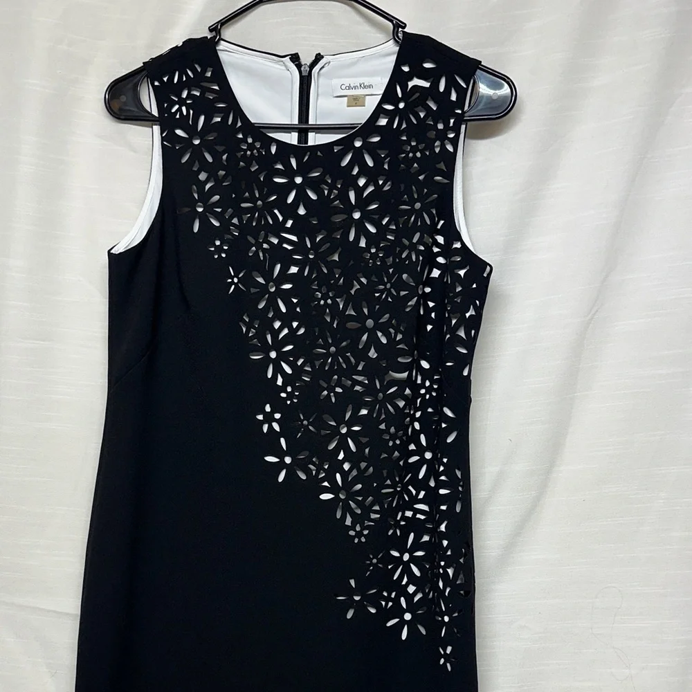 Calvin Klein Black Floral Cutout Mini Dress - Picture 6 of 11